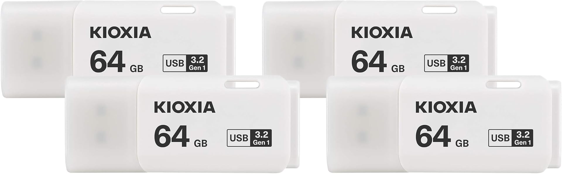 KIOXIA 64GB TransMemory U301 USB 3.2 Flash Drive, White (Pack of 4)