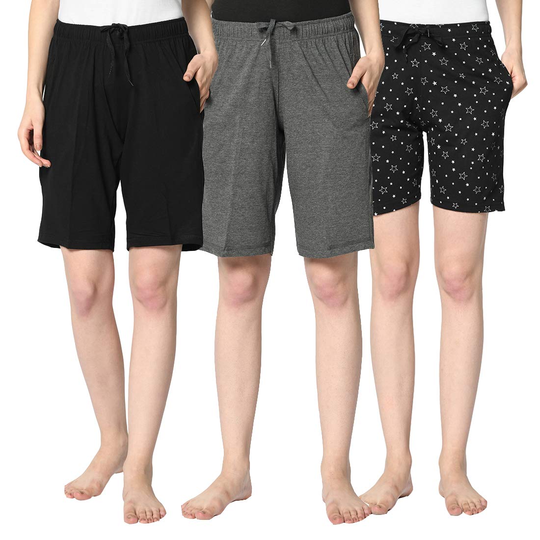 mack jonney Women's Regular Fit Cotton Short for Gym and Home Wear (Pack of 3)-VJ-WSH03-GROUP011-picture-31