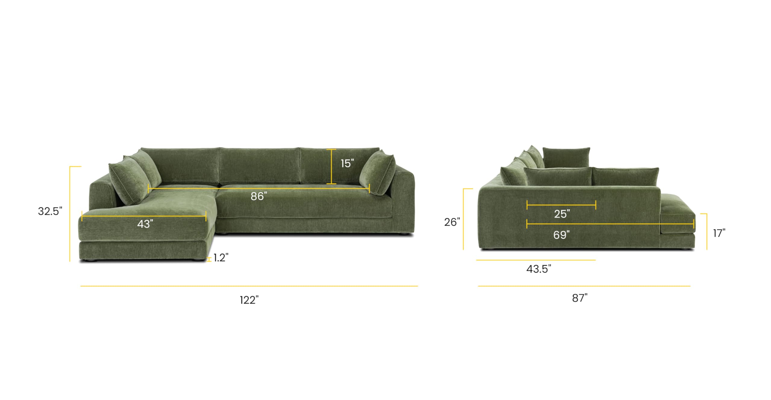 Amazon.com: Poly & BARK Marcel Left-Facing Corner Sectional with