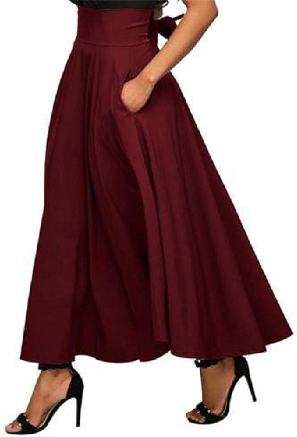 Summer Fashion Skirt with Pocket Solid AnkleLength Vintage Skirt for