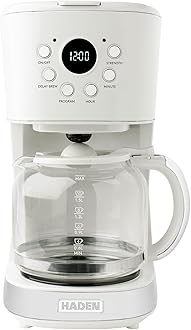 Coffee Machine, 12 Cup Programmable Drip Coffee Maker, Ivory & Chrome