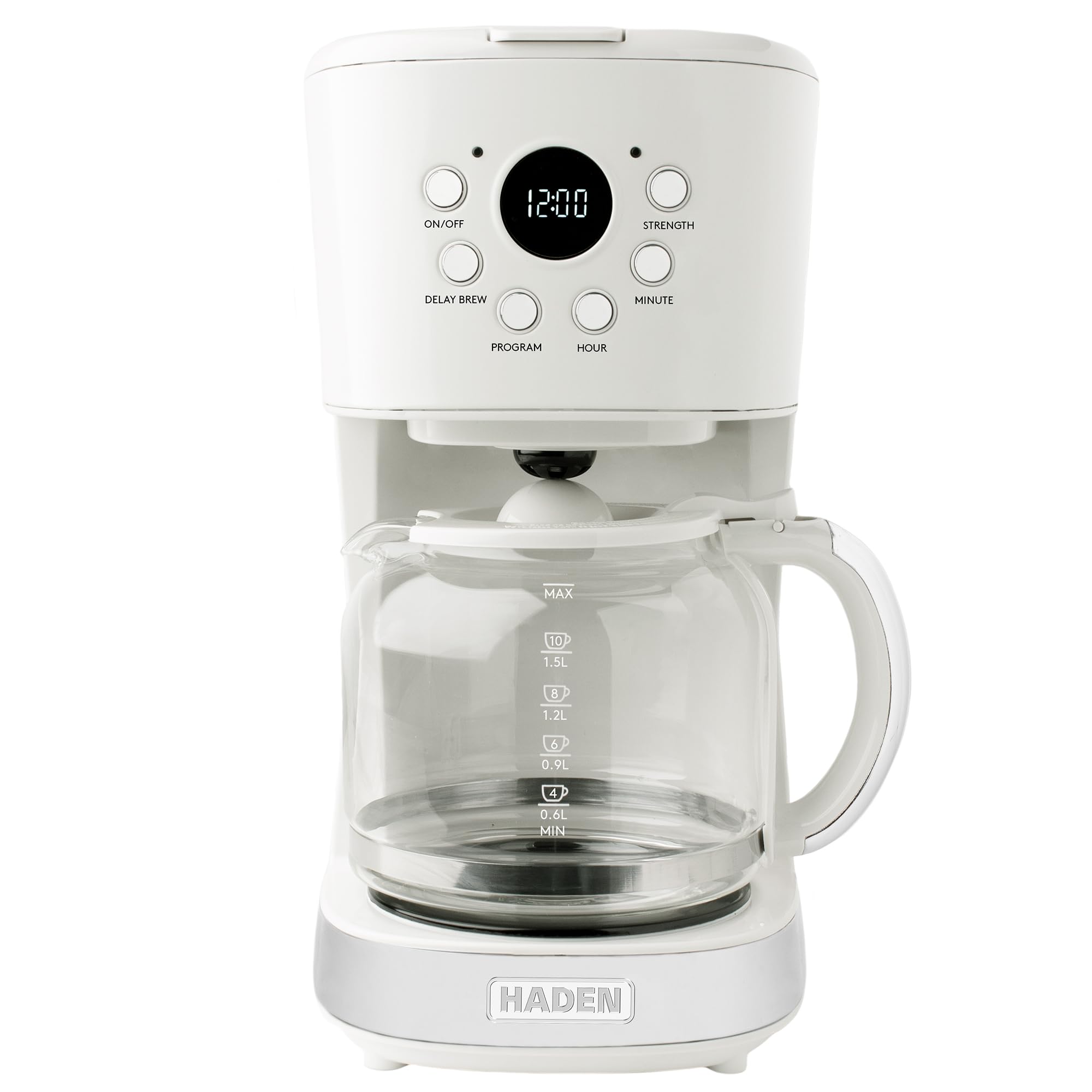 HADEN Coffee Machine, 12 Cup Programmable Drip Coffee Maker, Ivory & Chrome