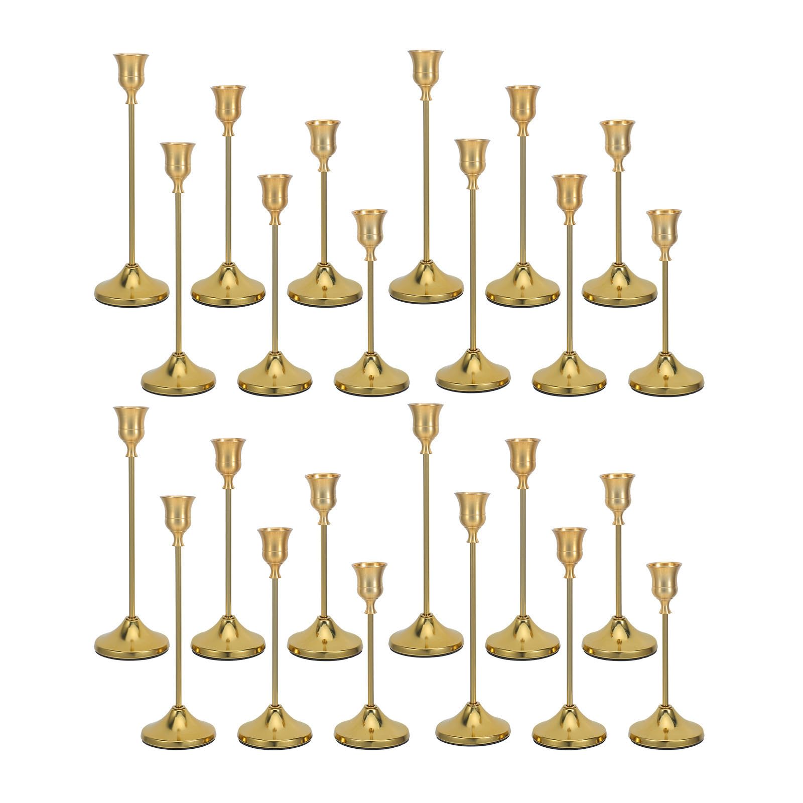 30 Stück Vintage in Gold aus Aluminiumlegierung Satz Kerzenhalter mit Sicherem und Ausgewogener Anordnung Größe 22,5 X 7cm für Kegelkerzen für Hochzeiten und Partys