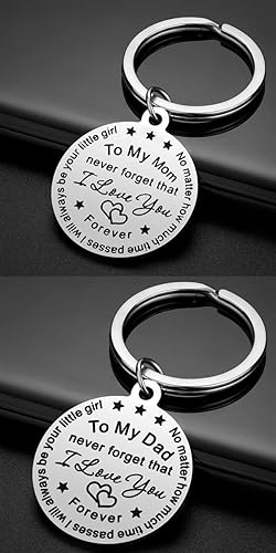 Miniatura 5 de iJuqi Parent Gifts from Daughter for Christmas - 2PCS Mom Dad Keychain Christmas Gifts for Parents Wedding Day