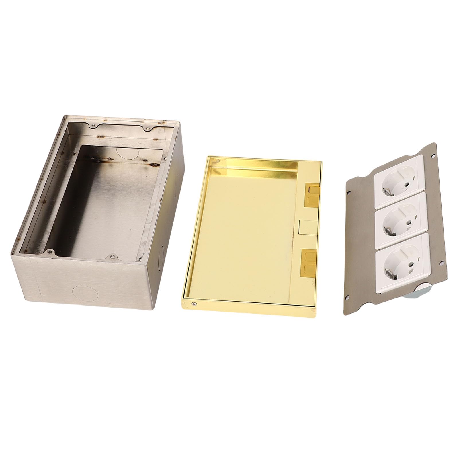 Ausla Scatola di Derivazione da Incasso a Pavimento Presa da Incasso a Pavimento in Acciaio Inossidabile Impermeabile 4KW 16A 3 Kit Presa Piatta Incorporata a Due Fori per Ufficio Hotel Scuola Centro