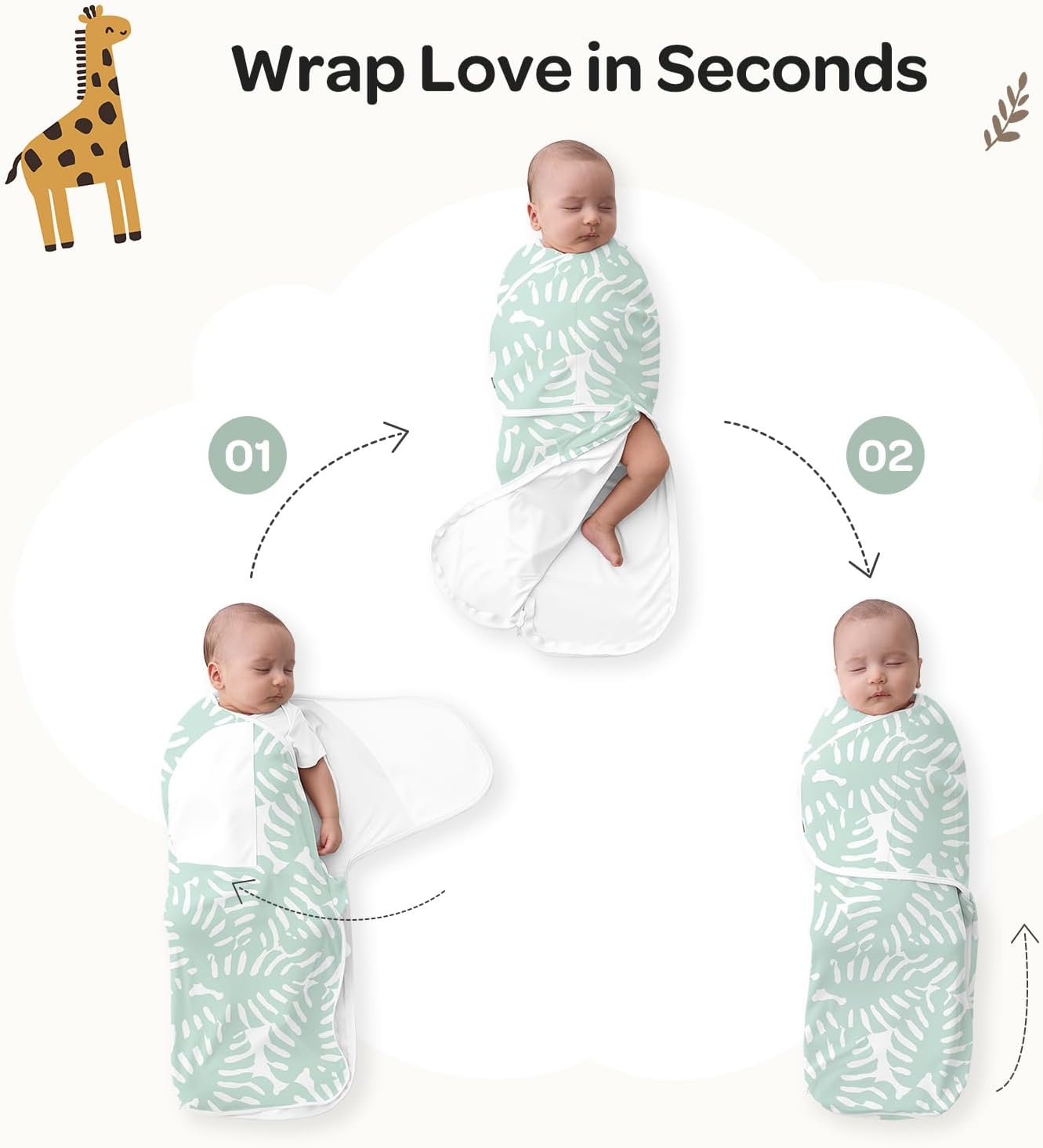 Momcozy Swaddles for Newborns, Quiet Fastener Swaddle Suitable for Infant 0-3 Months, New-Parent-Friendly Sleep Sack, Reduce Startle Reflex, Newborn Boys Girls Registry Essentials, 2-Pack, Bravery