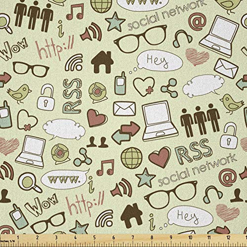 Spider Webs Done Right: Materials and Techniques 5 Ambesonne Geek Fabric by The Yard, IT Themed Elements Composition with Computer Laptop Glasses and Social Network, Microfiber Fabric for Arts and Crafts Textiles & Decor, 1 Yard, Pale Green