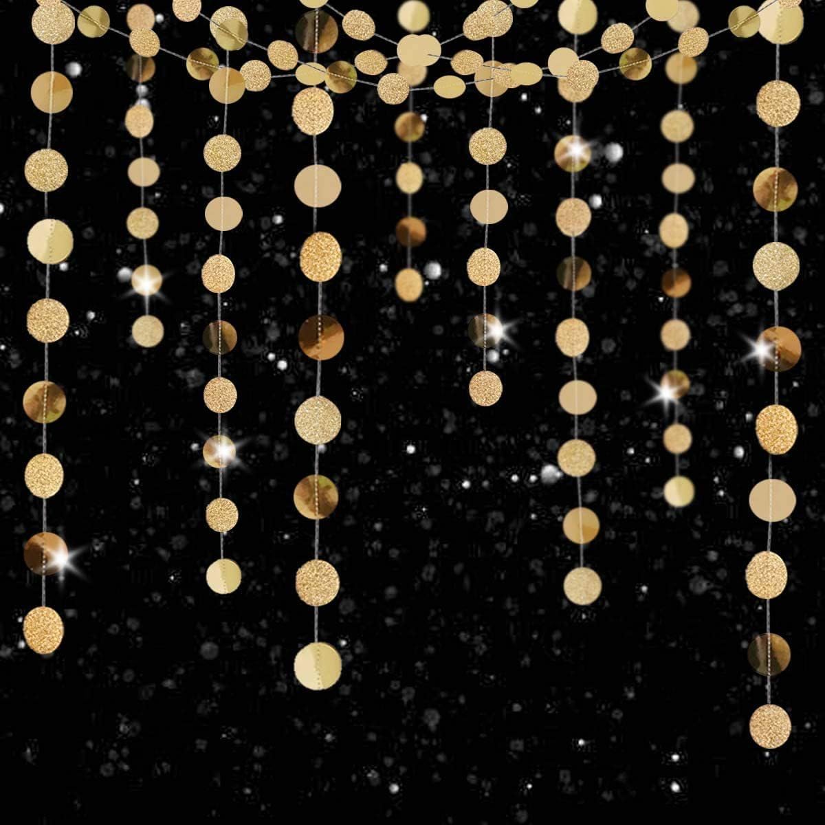 Shining Silver Circle Dots Hanging Garland Sparkling Silver Circle Dots Hanging Streamer Glitter Bunting Banner Backdrop for Wedding Baby Shower Birthday Xmas Decor 40 Feet