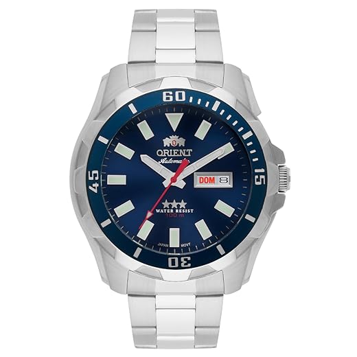 RELOGIO ORIENT AUTOMATICO AZUL METAL PRATA 469SS078NH D1SX