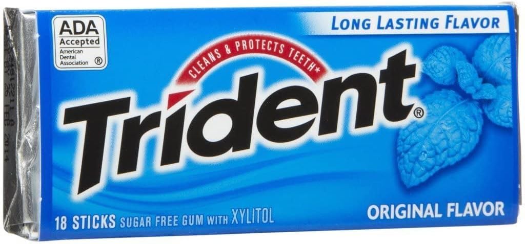Trident  Original Flavour Sugar Free Gum, 18 Sticks