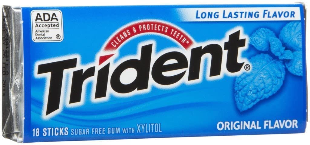 Trident  Original Flavour Sugar Free Gum, 18 Sticks