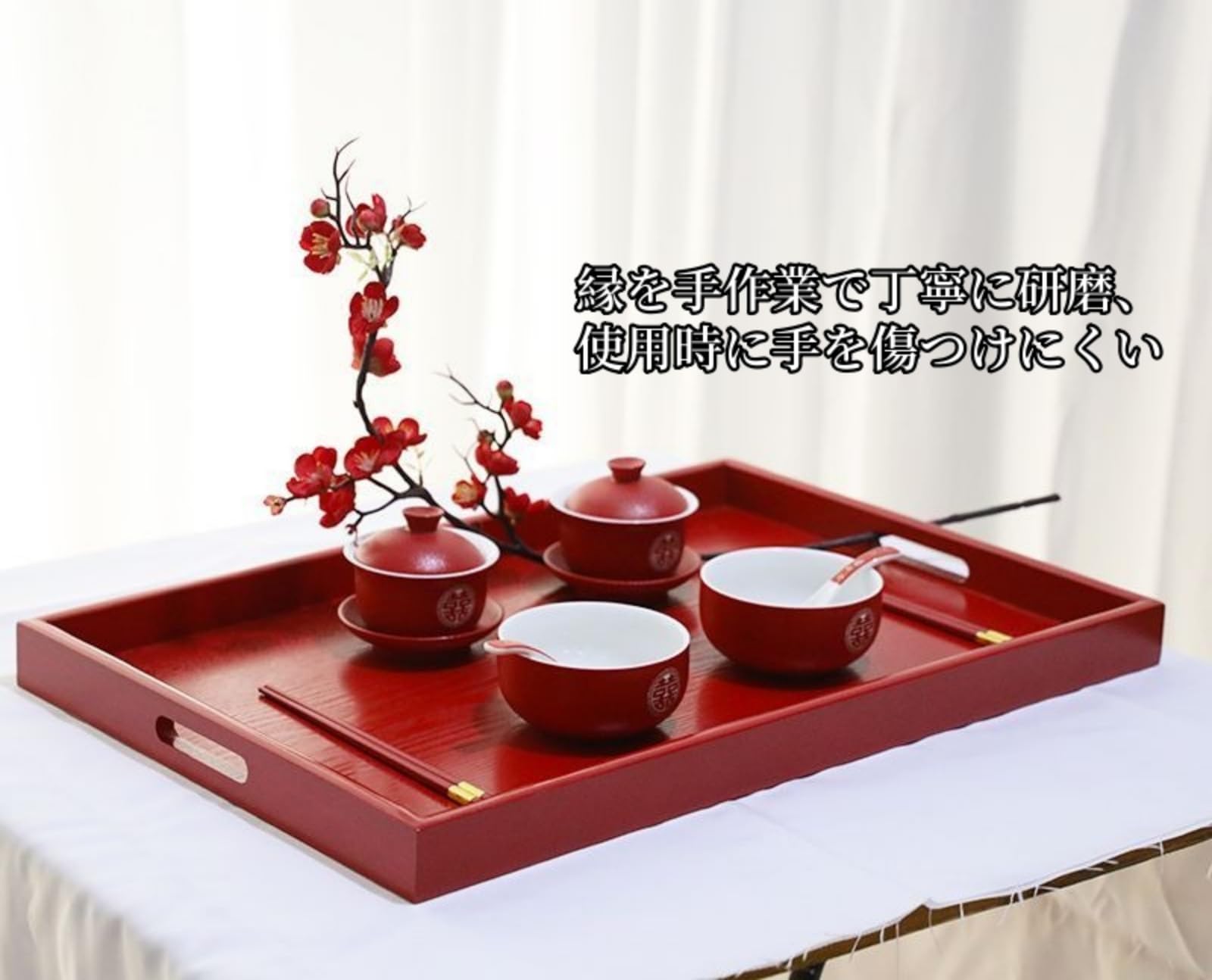 Amazon｜木製トレー お盆 大きい60×40cm おしゃれな特大サイズ｜軽くて