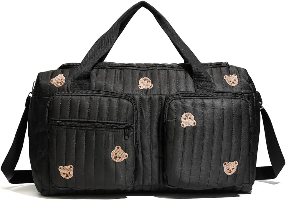 Cute Quilted Diaper Bag Large Capacity Pattern Cute Duffle Bag Portable & Lightweight for Hospital and Weekend Travel