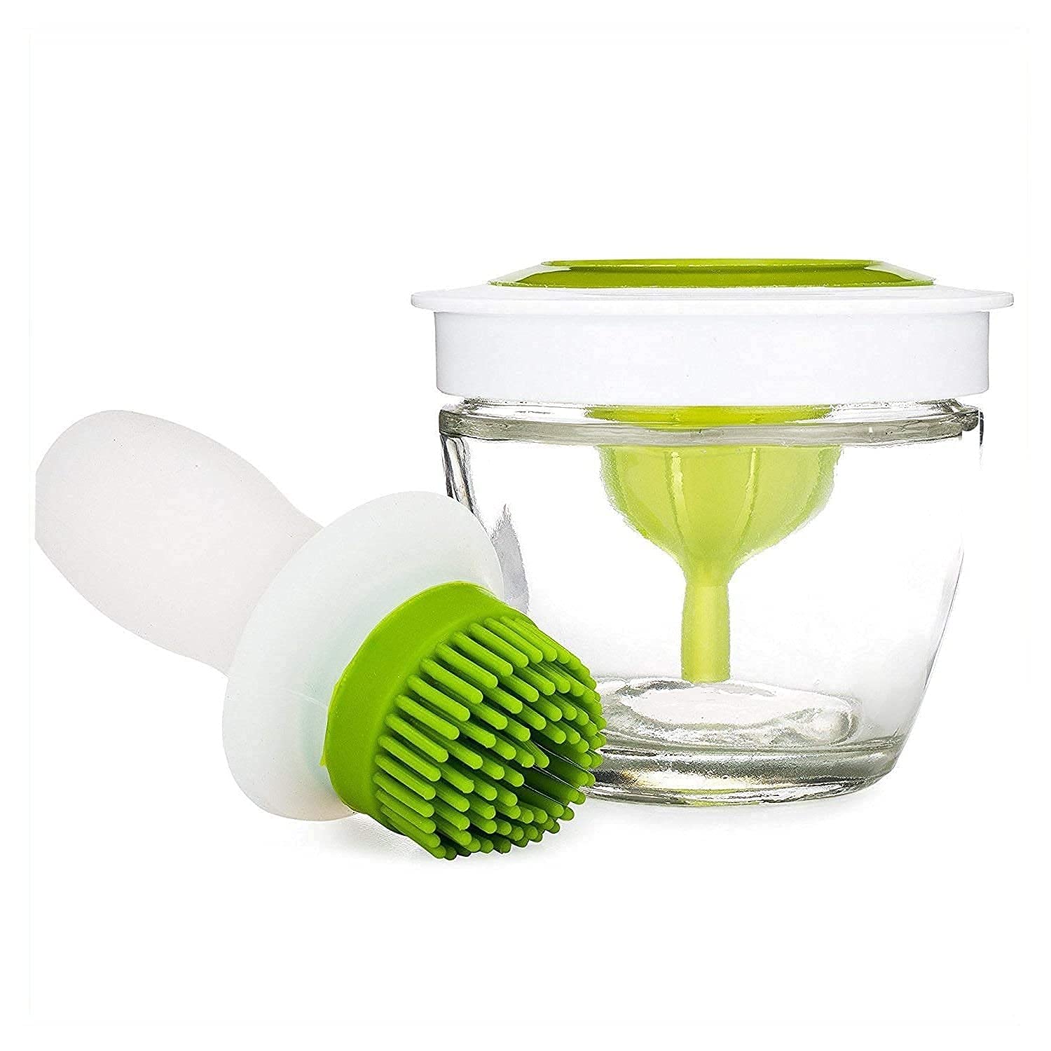 G K EXCLUSIVE™ Silicone Oil Brush BBQ Chef's Basting Set for Kitchen & Glass Docking Bowl for Cooking, Barbecue, Baking and Grilling Dip & Go (Multicolor)