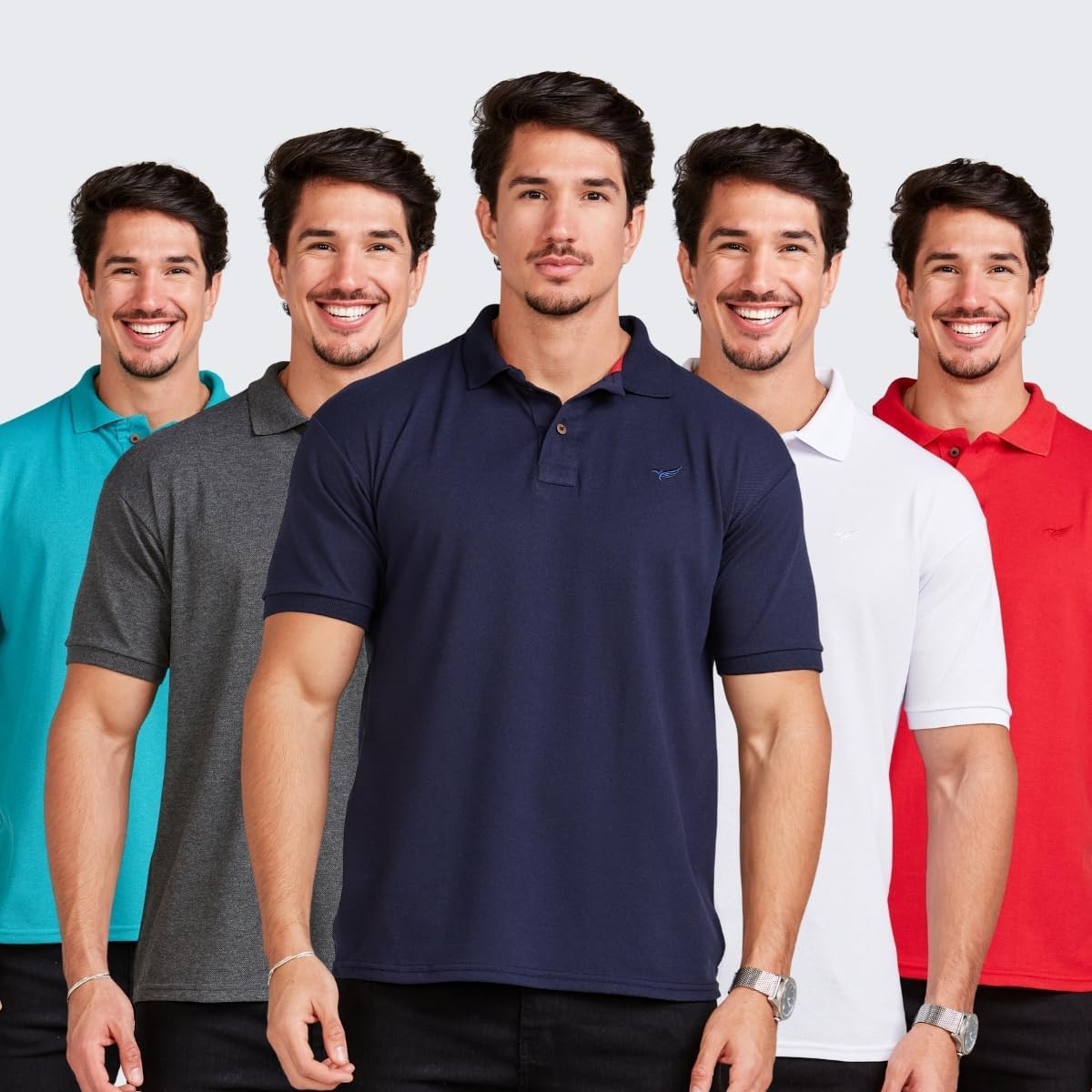 Kit 5 Camisa Polo Envoy Tecido Piquet Básica Masculina