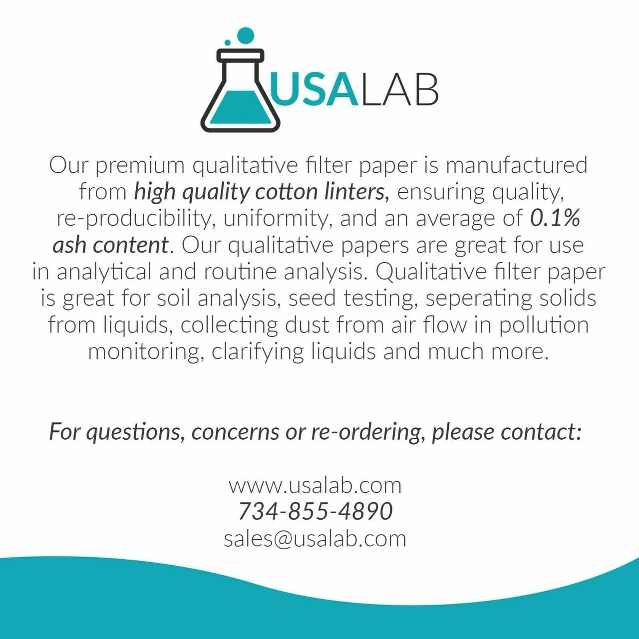 USA Lab Qualitative Filter Paper - Slow 2um Micron - Various Sizes - USAlab