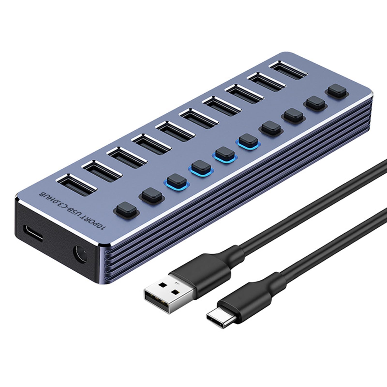 Yhplxyuus Efficient USB3.0 Splitter 4/7 / 10 Port Aluminum USB3.0 Split Adapter for Fast Data Transfer and Device Charging Aluminum USB Adapter
