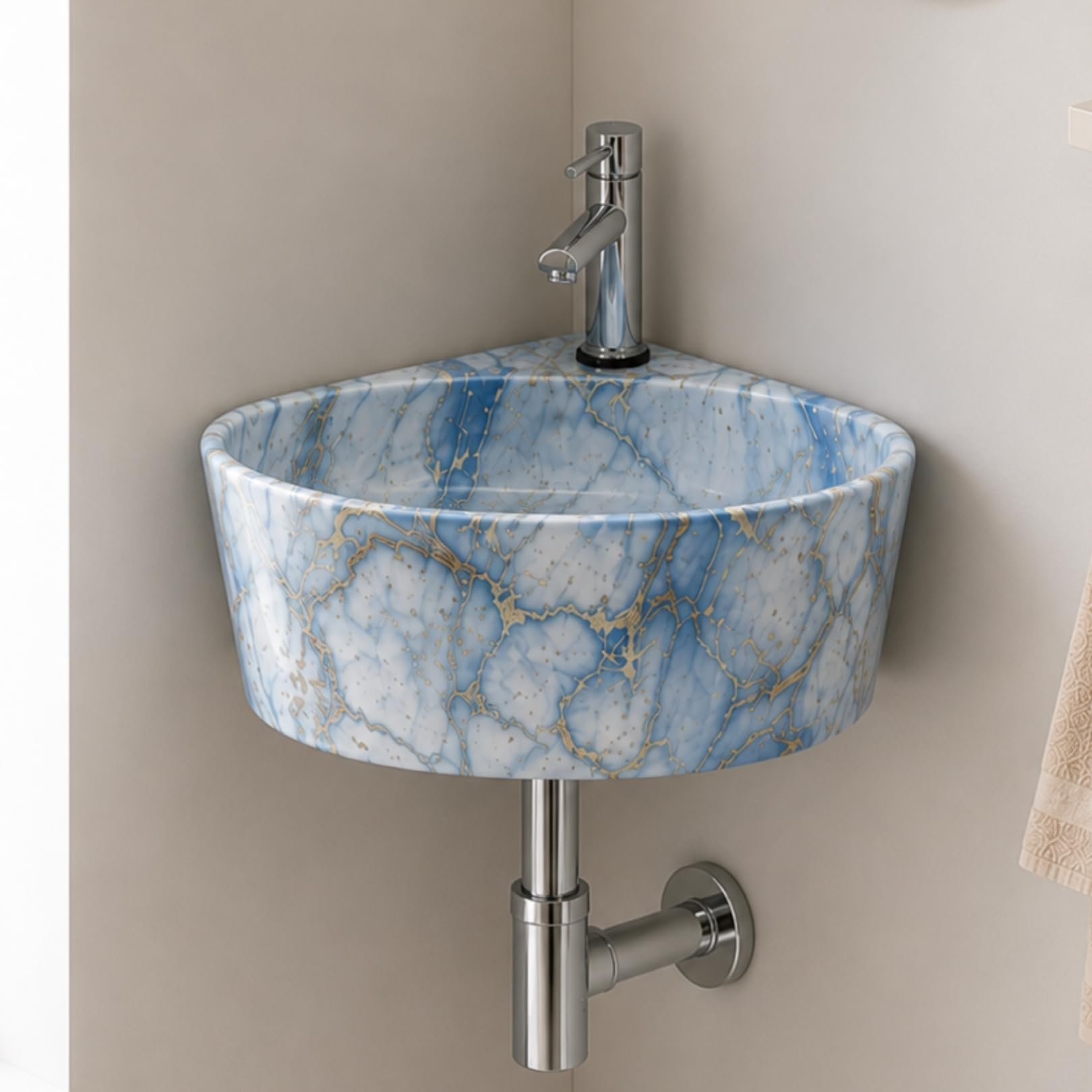 Reyal Corner Sink - Space-Saving Ceramic Wash Basin -20 Reyal Corner Sink - Space-Saving Ceramic Wash Basin -20