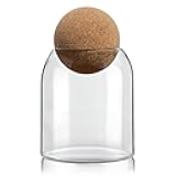 ComSaf Glass Storage Container with Ball Cork, 16 oz Small Glass Jar with Cork Lid, 1 Pack Candy Jar, Cute Decorative jar for Tip, Change, Salt, Sugar, Cookies, Bathroom Cotton Swab Qtip Holder