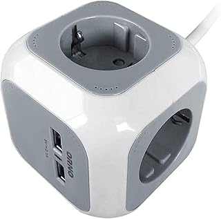 ORNO AE-13144(GS) PowerCube Schuko Caricatore 2xUSB, 1,4 m H05VV-F 3x1,5 mm2 (Bianco grigio)