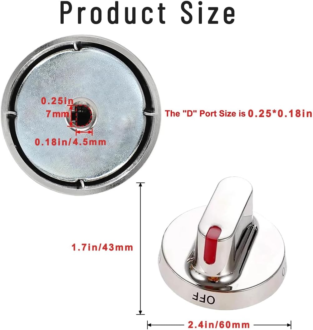 Upgrade DG64-00472A Stove Knob Replacement for Samsung Range Knob DG64-00473A,DG64-00347A, Gas Oven Stove Knobs for Samsung FX510BGS FX710BGS NX58F5500SS, etc.-Improved Heat&Wear Resistance,5 Pack