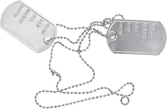 Dog Tags Army,Military Stainless Steel Soldier Dog Tag Necklace with Ball Chain,for Halloween Fancy Dress Party Cosplay Accessories