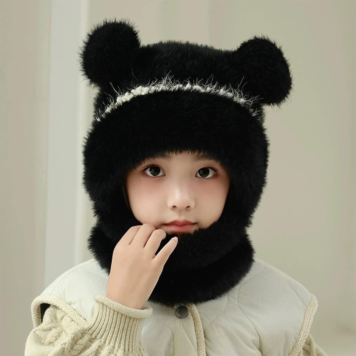Gorro con pompón y bufanda, conjunto de gorro y bufanda de invierno para niños de 4 a 10 años