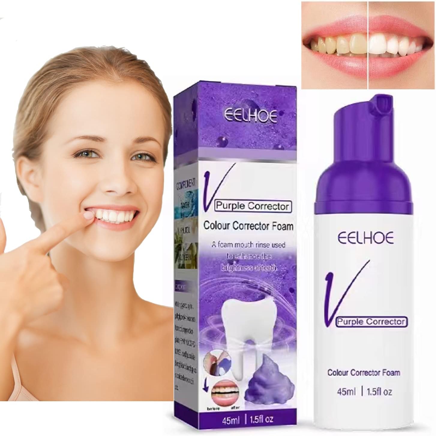 Purple Toothpaste, Foam Toothpaste for Teeth Whitening, Whitening