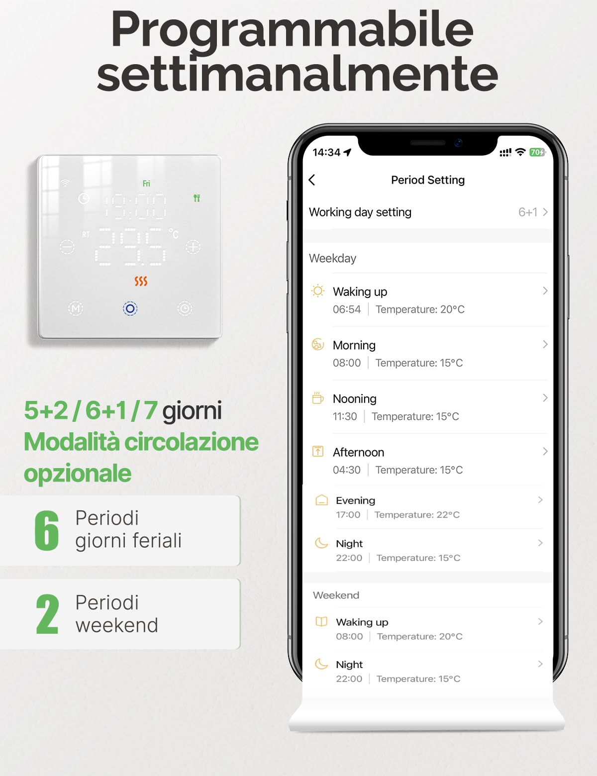 MOES 2 Fili Termostato a batteria Caldera WiFi a Riscaldamento, Adatto alle Caldaie a Gas, Termostato a controllo vocale programmabile, Compatibile con Google Assistant/Alexa/Tuya/Smart Life