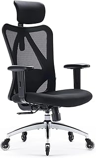 M18 Office Chair Ergonomic Desk Chair, Breathable Mesh Design High Back Computer Chair, Adjustable Headrest and Lumbar Support, Upgraded to Rollerblade Wheels (Black)
