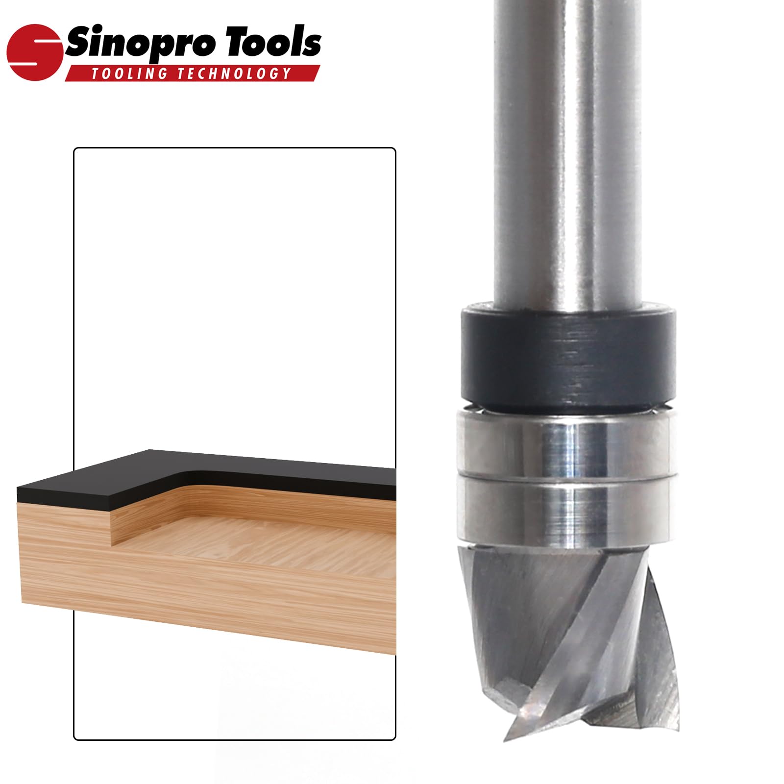 Spiralfräser 8mm Schaft VHM Fräser, 3Flöten Up Cut Nutfräser, 12mm Schnittdurchmesser，10mm Schnittlänge，Bündig-Profilfräser für Holz Kanten Bündig zu Fräsen oder um zu Kopieren