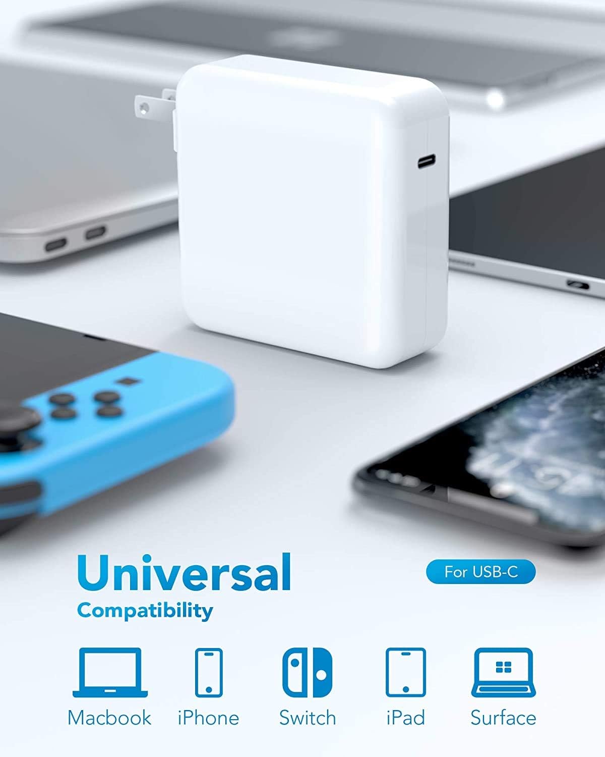 Tancold 87W USB C Power Adapter, Compatible with Mac Pro Charger 13 15 16 inch 2020 2019 2018 Works with USB C 87W 61W PD Power Charger, Included USB-C to USB-C Charge Cable (6.6ft/2m) Visit the Store
