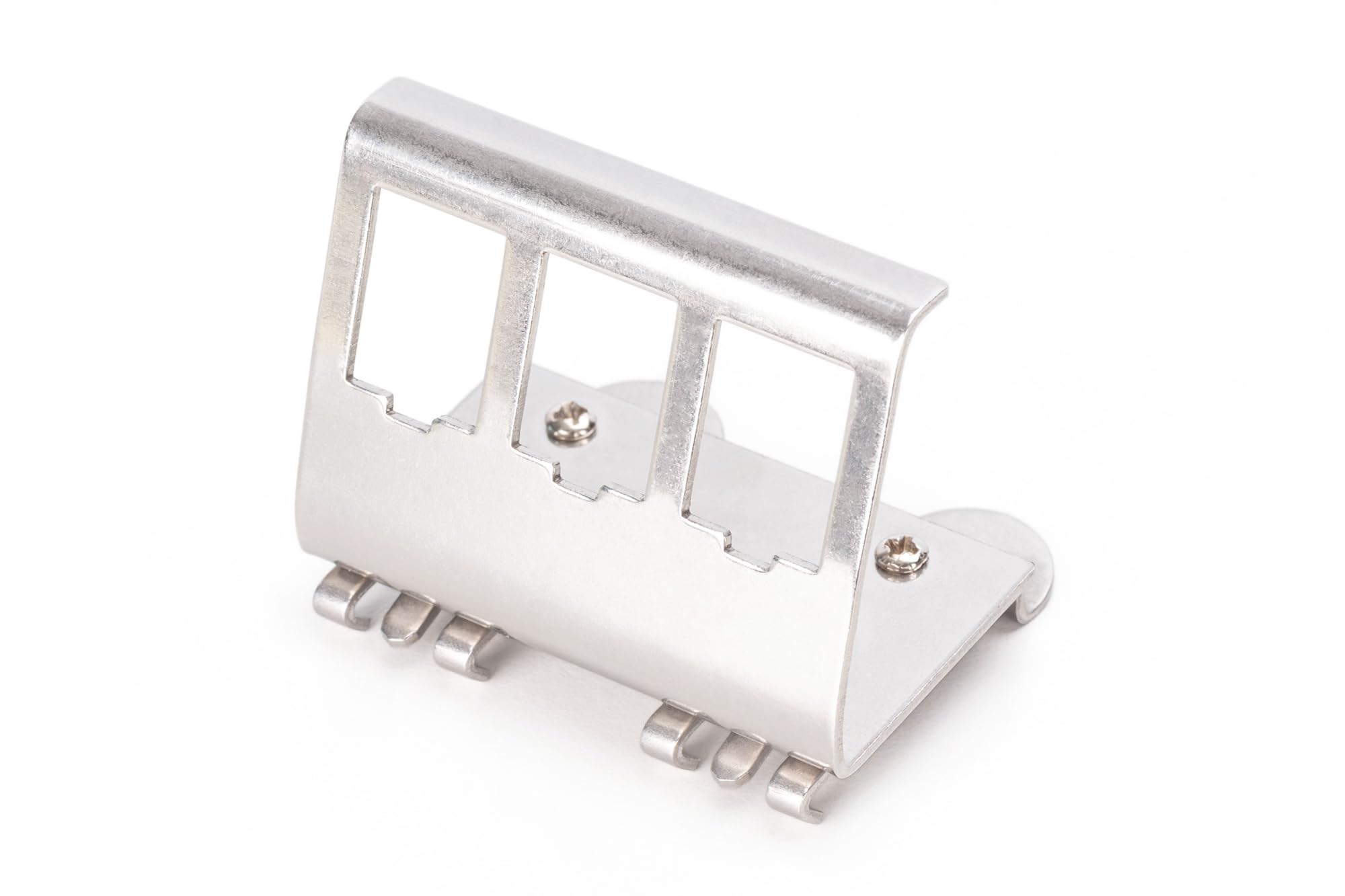 DIGITUS Hutschienen-Adapter Für Keystone-Module - 3 Port - 45Grad Gewinkelt - Edelstahl - Offenes Gehäuse