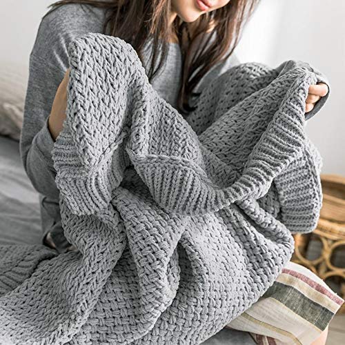 Woollii Premium New Modern Knit Woven Blanket, Season,Breathable&Lightweight,Home Decoration,Home Soft Things Knitted Blanket(51"X59",Gray) #TOP6