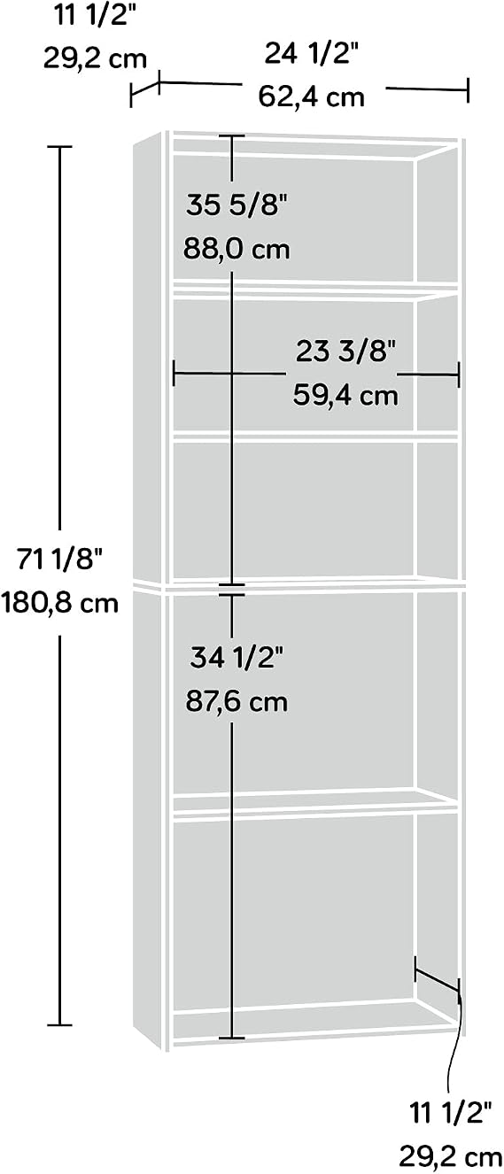 Sauder Beginnings 5-Shelf Bookcase, Bookshelf with Adjustable Storage Shelves, in Brook Cherry
