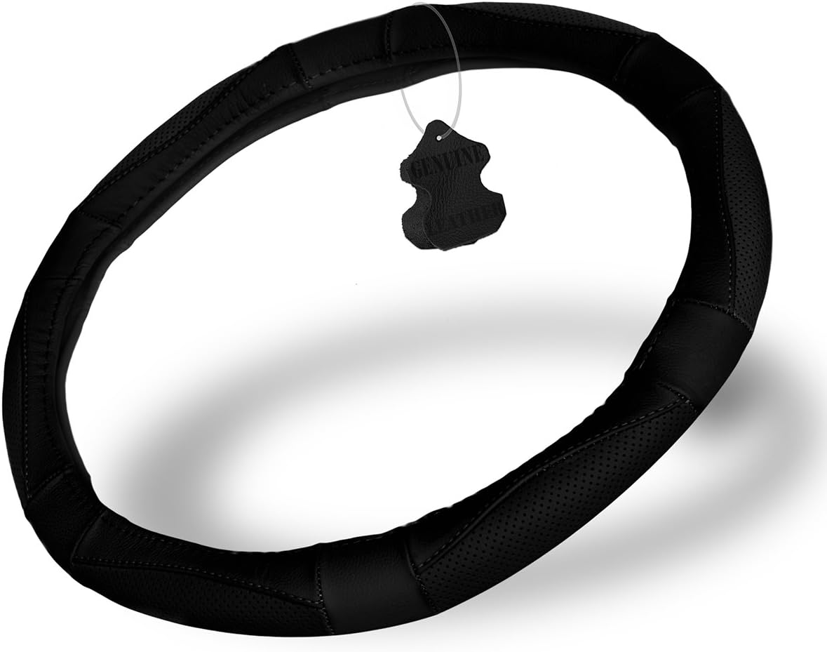 OxGord Steering Wheel Cover Black Perforated Heavy Duty Synthetic Leather