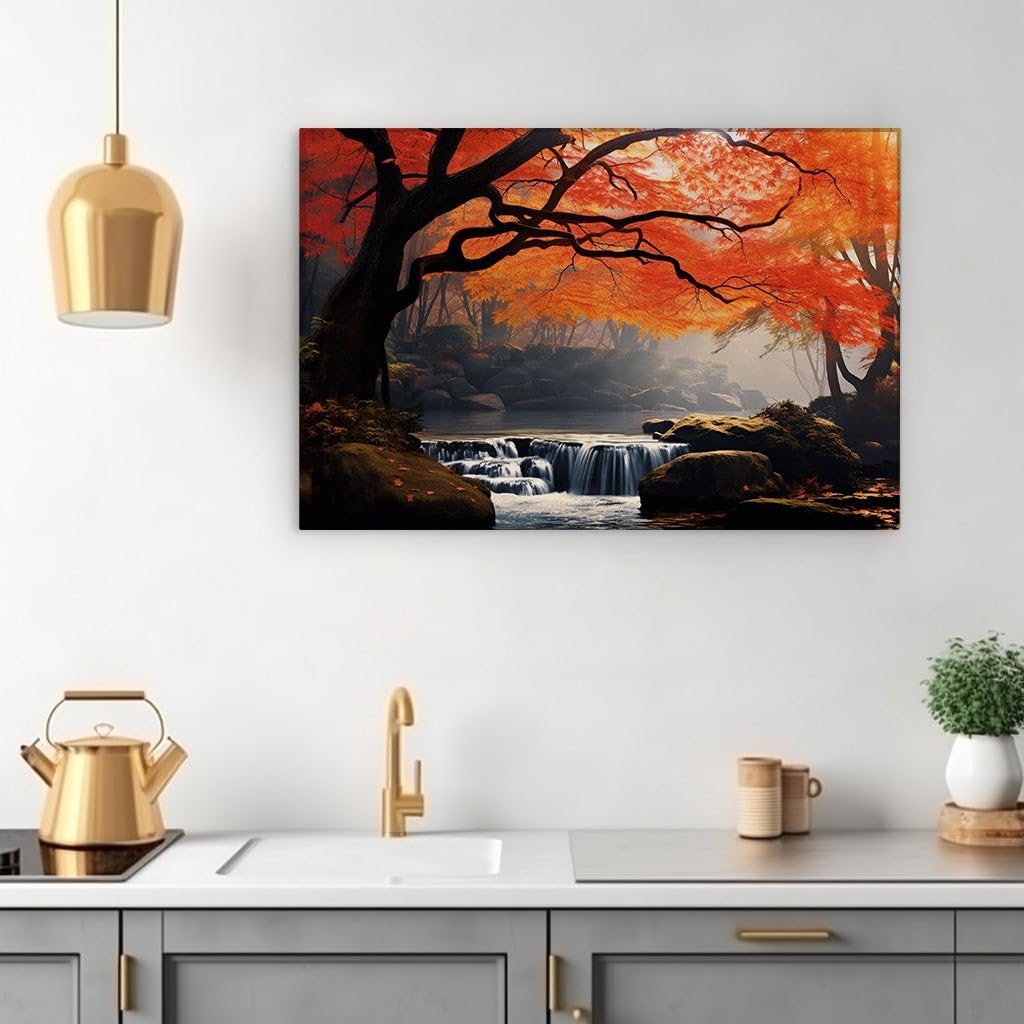 Canvas for Living room. Autumn Serenity: The Enchanting Arc of Nature's Tranquility, 27 x 18 inch Canvas Wall Art - Expansive Panoramas - Modern Home Decor - 69x46 cm (27x18 inch)