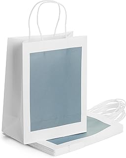 Mr. Pen- Gift Bags, 8 Pack, 8.25"X4.25"X10.5", Bags, Paper Bags, Gift Bags Medium Size, Party Favor Bags, Shopping Bags, Small Gift Bags, Goodie Bags, Candy Bags, Gift Bags Small Size, White Paper Bag