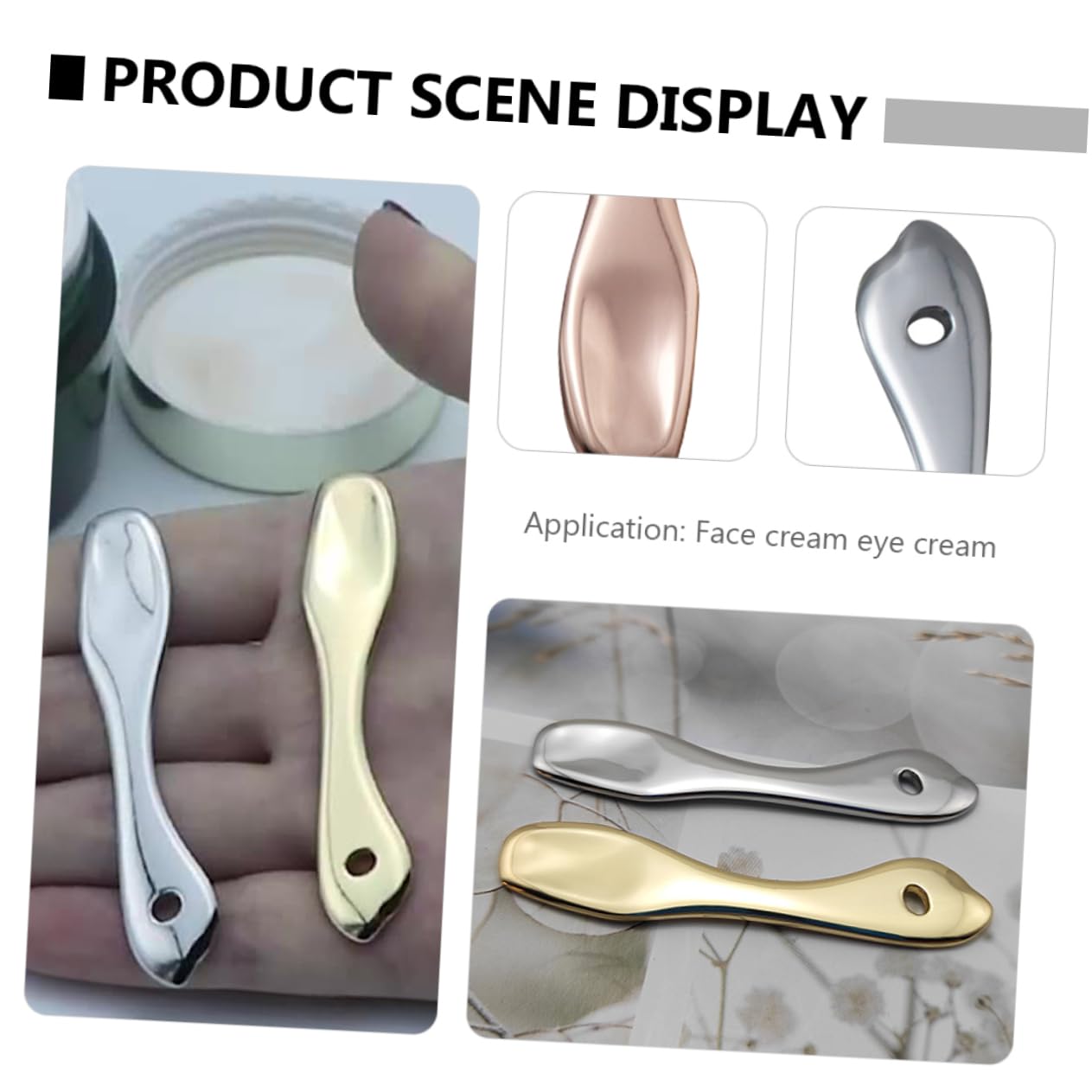 FOMIYES 3pcs Face Cream Spatula Makeup Scoop Tool Set Facial Cream Mask Spoon for Ladies Smooth Surface No Scratch Easy Application Sturdy Metal Material