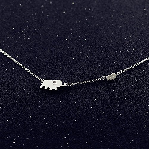 Amkaka 925 Sterling Silver Cute Family Elephant Pendant Necklace For Women #TOP2