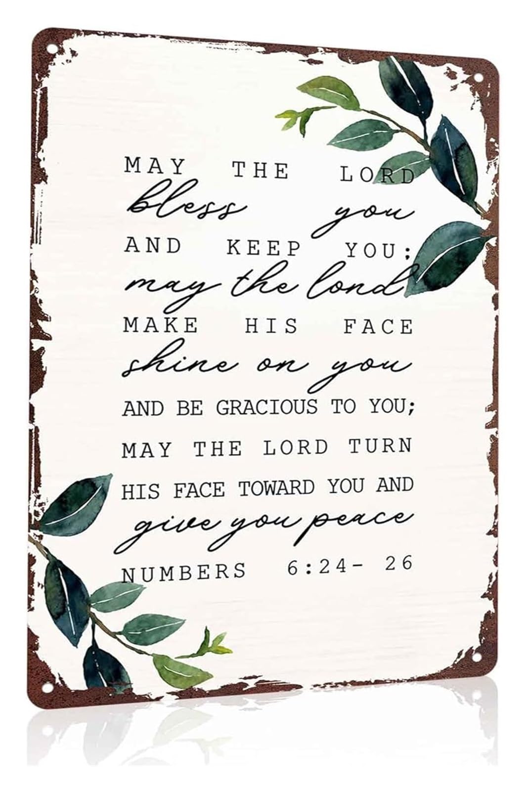 HDKYSWBUEJ Inspirational Wall Decor with Bible Verse and Leaves Aluminum Metal Sign 8 X 12 in