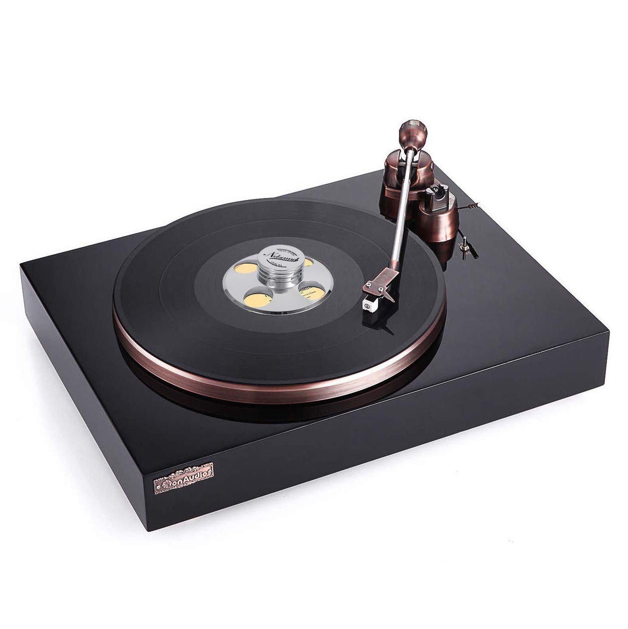 Nobsound Tocadiscos de vinilo LP con estabilizador de disco metálico registro/abrazadera HiFi (Plata)
