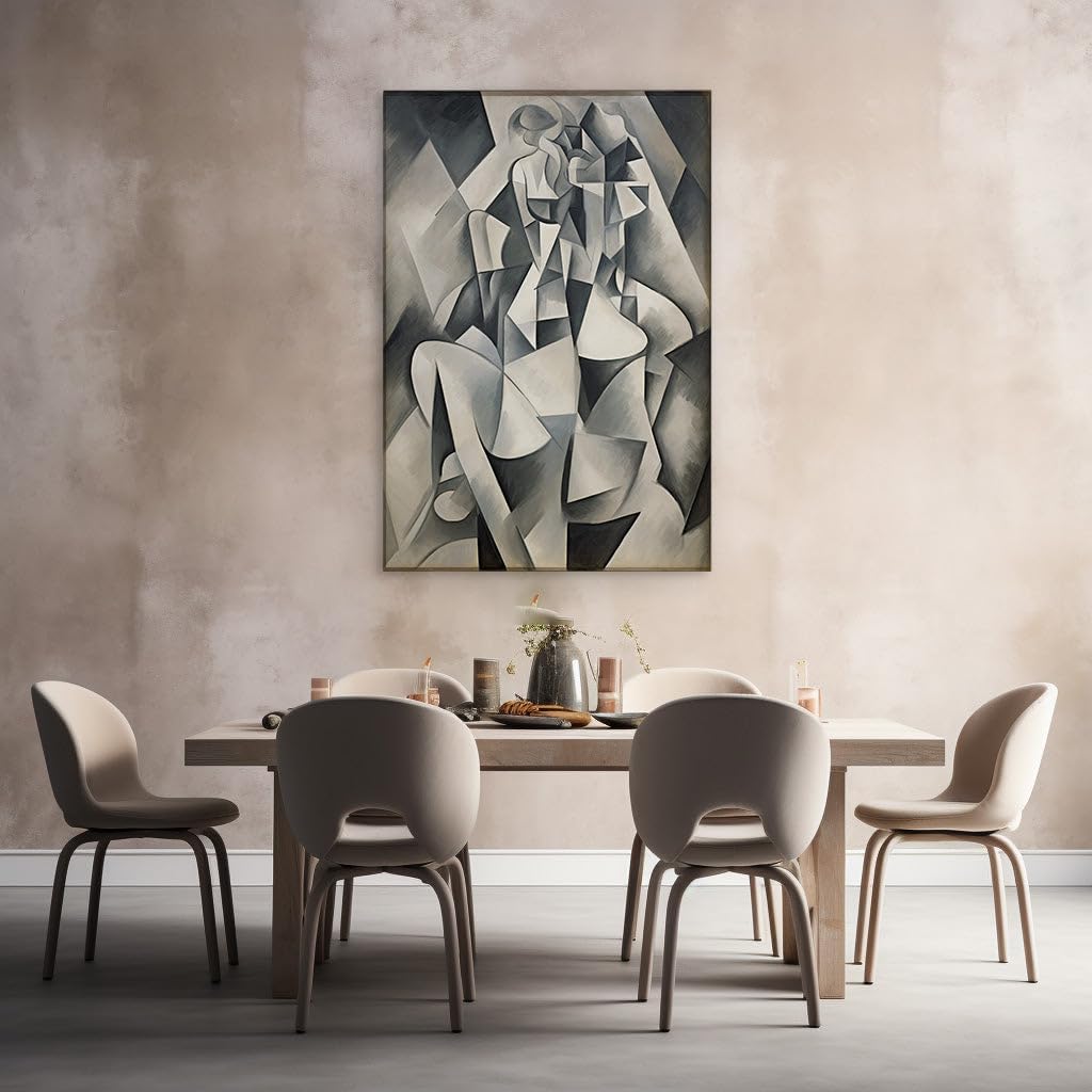 Canvas for Living room. Shattered Reality: Exploring the Cold Geometric Abstraction in Albert Gleizes' 1912 Masterpiece, 27 x 18 inch Canvas Wall Art - Contemporary Masterpieces - Modern Home Decor