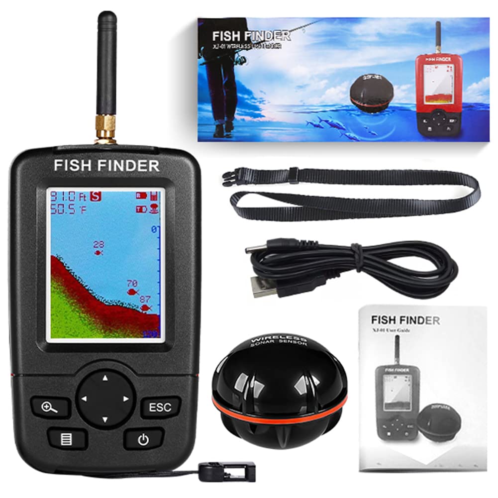 Portable Détecteur de Poisson sans Fil Détecteur de Poisson Portable avec capteur Sonar Détecteur de Poisson Portable Echo Sounder pour Bateau d'appâts de pêche à la Carpe