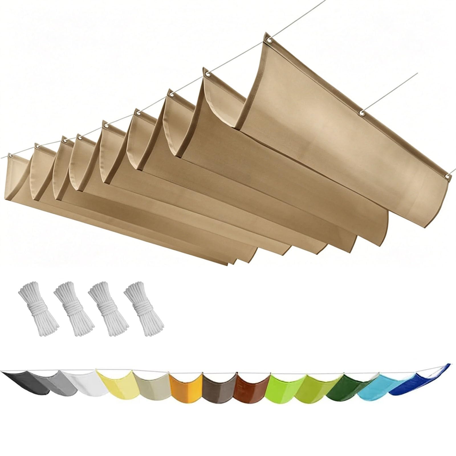 Store d'ombrage voiles de vague rétractable et imperméable kaki
