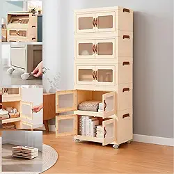 Armário Multiuso Dobrável Vertical 5 Caixas Organizador Visor Transparente