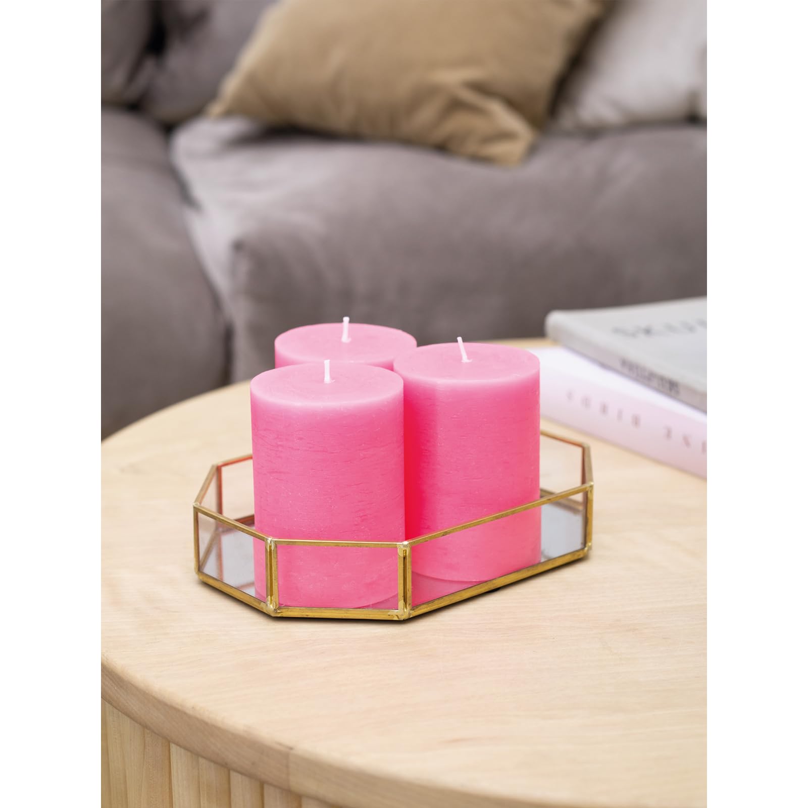 緑とピンクの装飾キャンドルセット Amazon.co.jp: CANDWAX 3x4 ピラーキャンドル 3個セット - 装飾的な