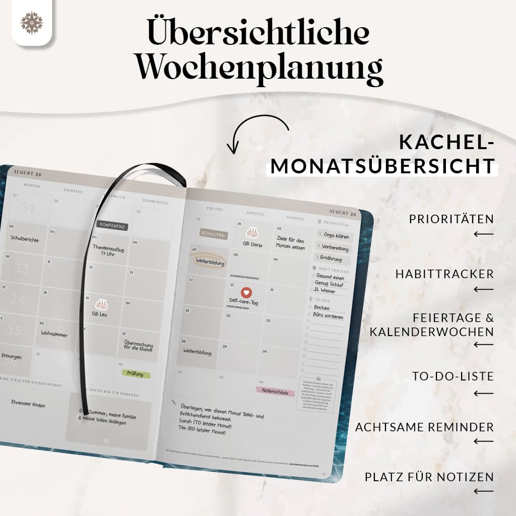 Lebenskompass® Lehrerkalender 2026/2027 DIN A4 ”Dive” - Schuljahresplaner Hardcover mit Wochen & Monatsübersichten, Klassen & Notenlisten, Stundenplänen für Lehrerinnen und Lehrer