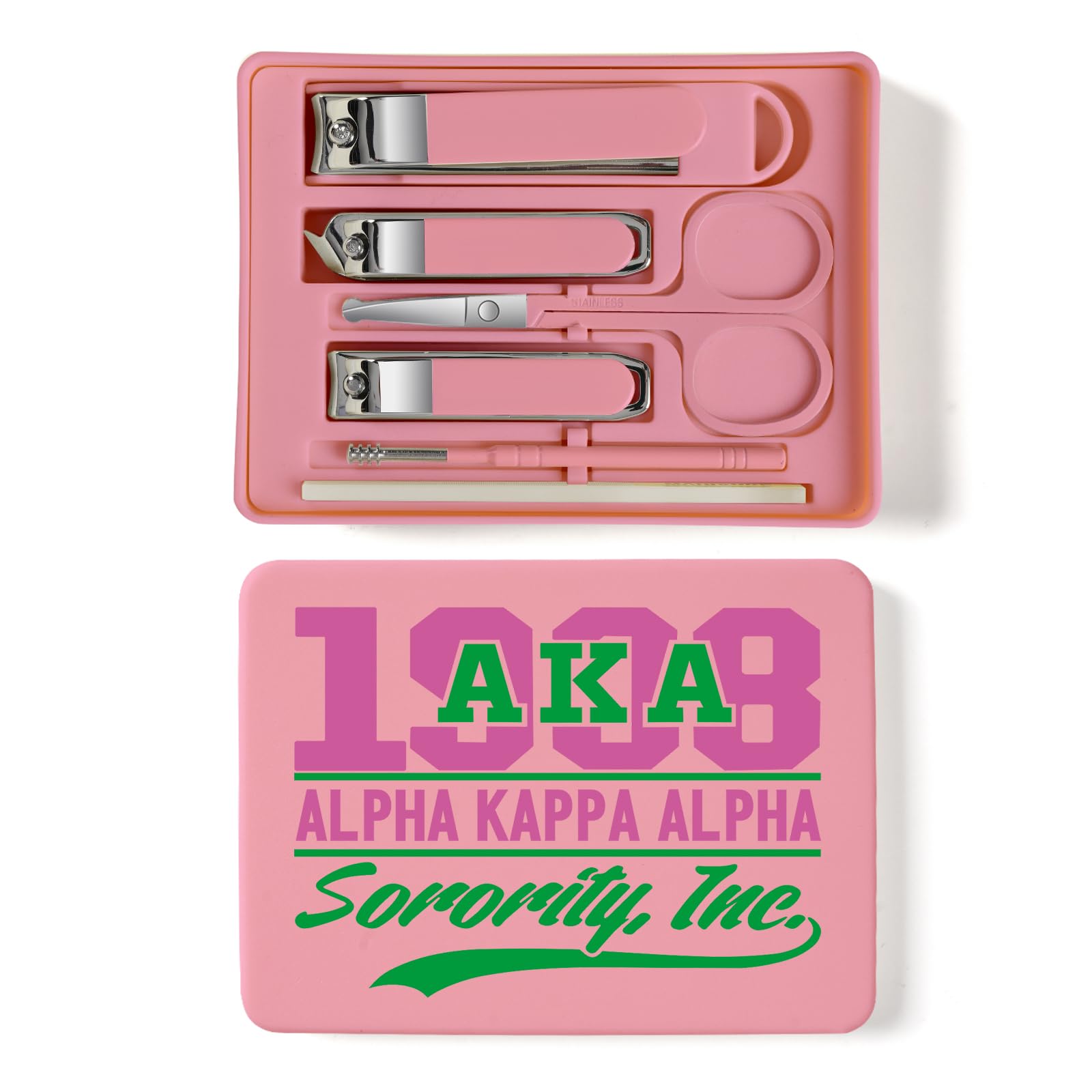 Nail Clippers and Beauty Tool,Portable Set Nail Clipper Set,Manicure Kit for Women,Manicure Set 6 in 1 AKA Sorority Gifts Nail Kit Suitable for for Women (AKA Pink)