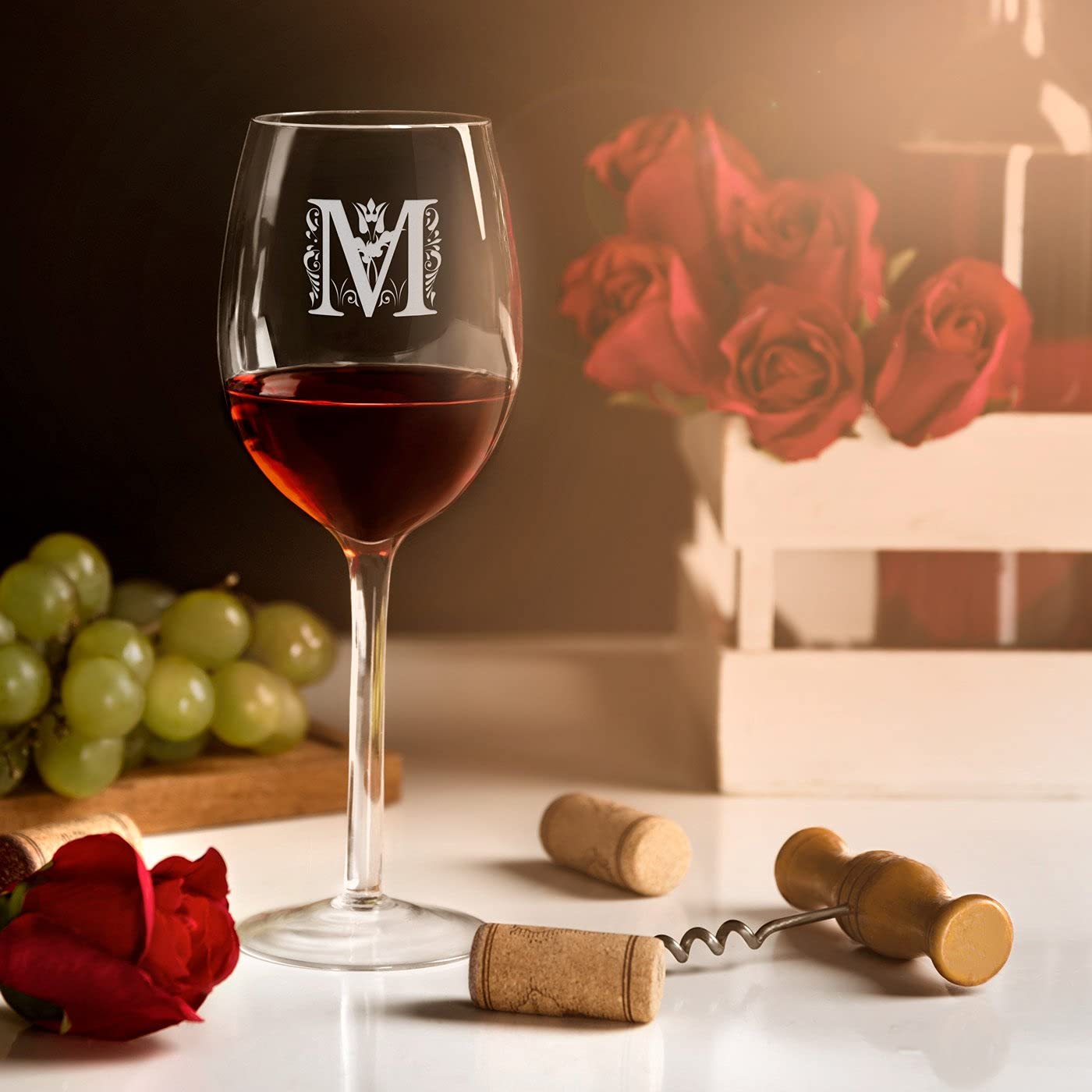 Maverton 6 Verres à Vin en Cristal pour elle, 6 Verres gravés 350 ml